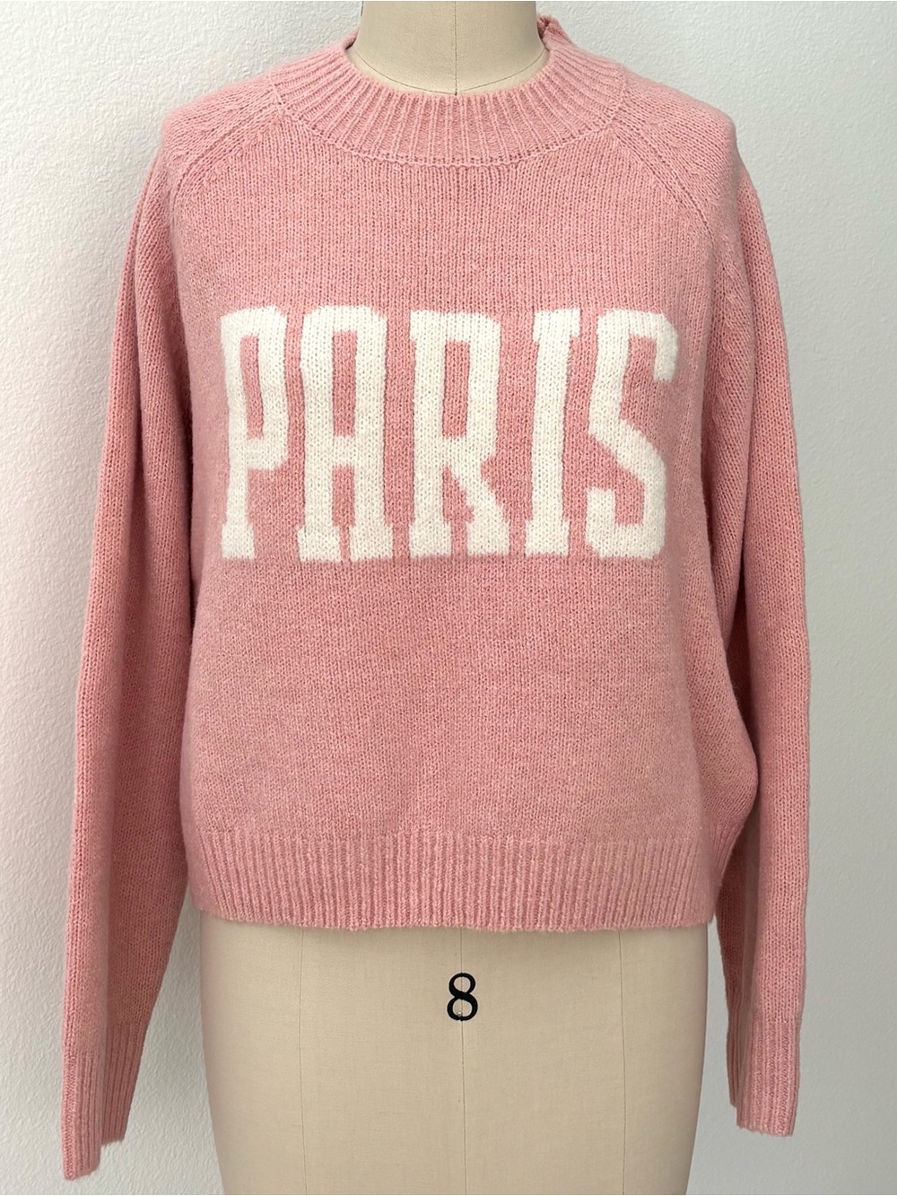 Miou Muse Paris Sweater NWT Blush Pink Graphic French Cozy Relaxed Fit M